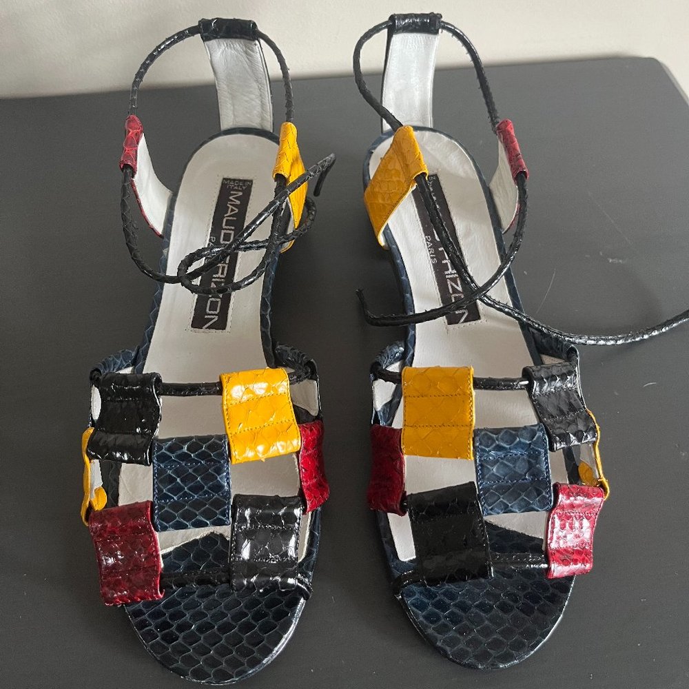 Vintage Multicolor Maud Frizon Leather Sandals Size 7